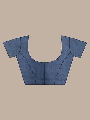 Dark grey cotton saree with stripes design 5