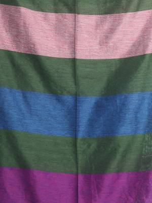 Hunter green cotton saree with stripes design 4