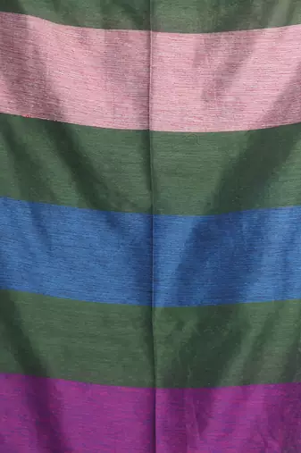 Hunter green cotton saree with stripes design