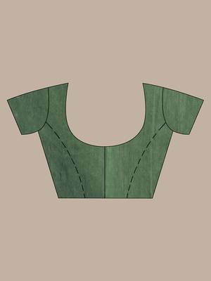 Hunter green cotton saree with stripes design 5