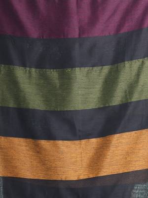 Black cotton saree with stripes design 4