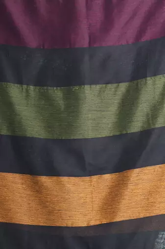 Black cotton saree with stripes design