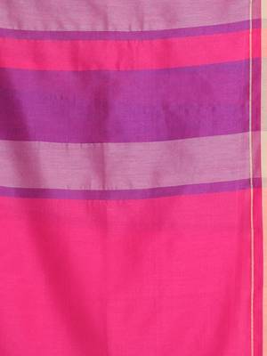 Dark pink cotton saree with stripes design 4