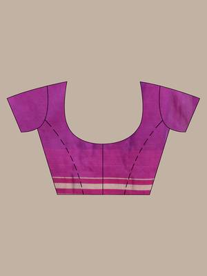 Dark pink cotton saree with stripes design 5