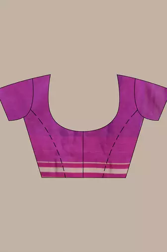 Dark pink cotton saree with stripes design