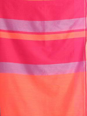 Punch pink cotton saree with stripes design 4
