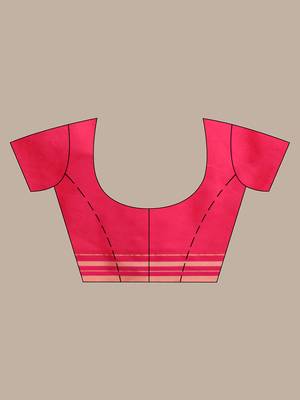 Punch pink cotton saree with stripes design 5