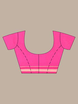 Pink cotton saree with stripes design 5