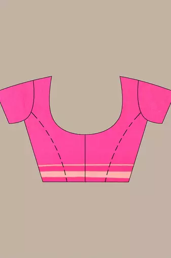 Pink cotton saree with stripes design