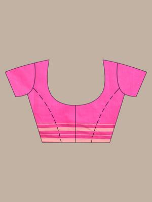 Taffy pink cotton saree with stripes design 5