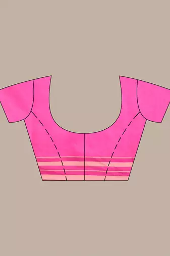Taffy pink cotton saree with stripes design