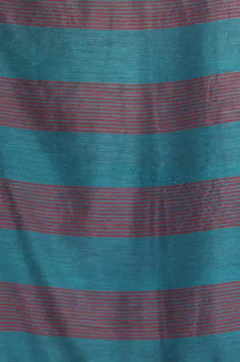 Teal cotton saree with stripes pattern