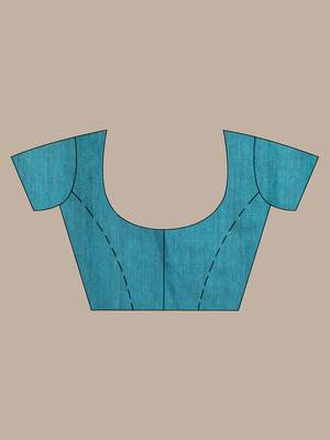 Teal cotton saree with stripes pattern 5