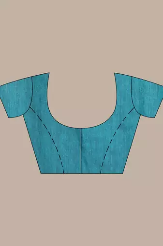 Teal cotton saree with stripes pattern