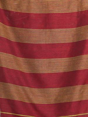 Dark red cotton saree with stripes pattern 4
