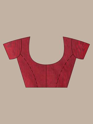 Dark red cotton saree with stripes pattern 5