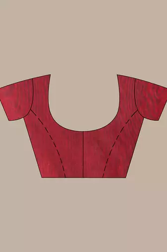 Dark red cotton saree with stripes pattern