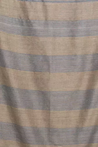 Light ecru cotton saree with stripes pattern