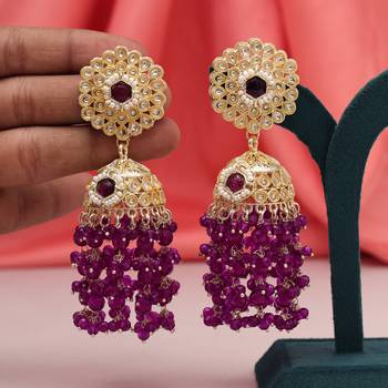Purple color kundan earrings 1