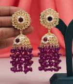 Purple color kundan earrings