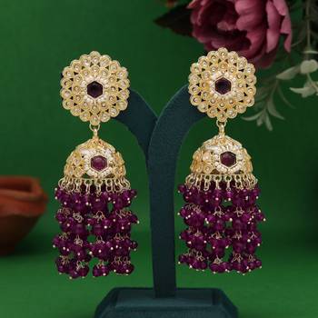 Purple color kundan earrings 2