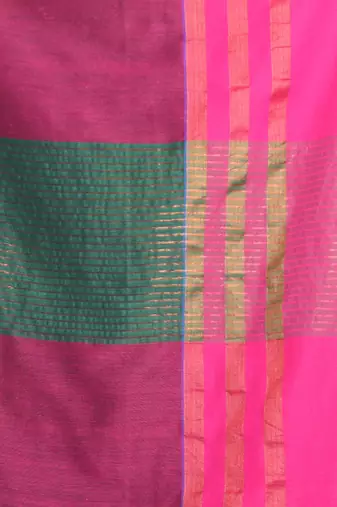 Green cotton saree with zari border