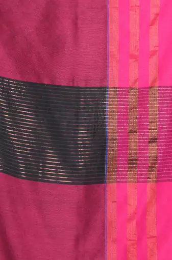 Black cotton saree with zari border