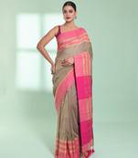Ecru cotton saree with zari border