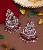 Rani color kundan earrings