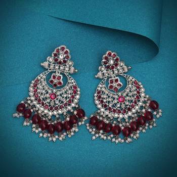 Rani color kundan earrings 2