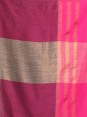 Ecru cotton saree with zari border 4