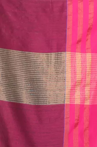 Ecru cotton saree with zari border