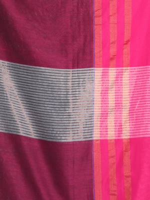 Steel grey cotton saree with zari border 4