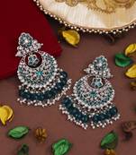 Turquoise blue color kundan earrings