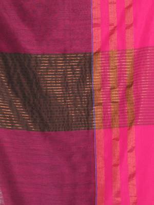 Brown cotton saree with zari border 4