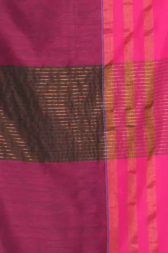 Brown cotton saree with zari border