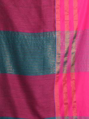 Teal cotton saree with zari border 4