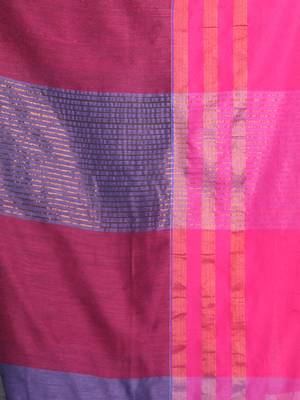 Violet cotton saree with zari border 4