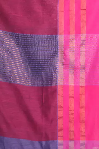 Violet cotton saree with zari border