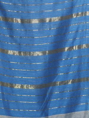 Steel grey cotton saree with zari stripes 4