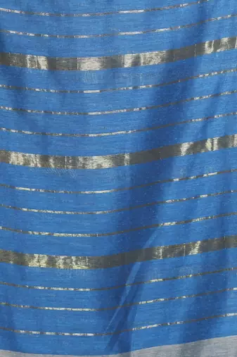 Steel grey cotton saree with zari stripes