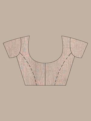 Grey half & half cotton saree with zari stripes 5