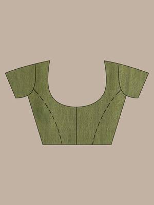 Green half & half cotton saree with zari stripes 5