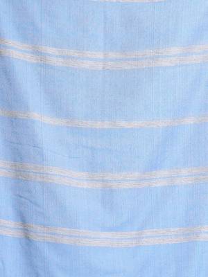 Blue patli pallu cotton saree with stripes design 4