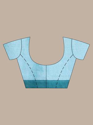 Blue patli pallu cotton saree with stripes design 5