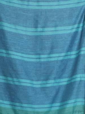 Mint green patli pallu cotton saree with stripes design 4