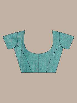 Mint green patli pallu cotton saree with stripes design 5