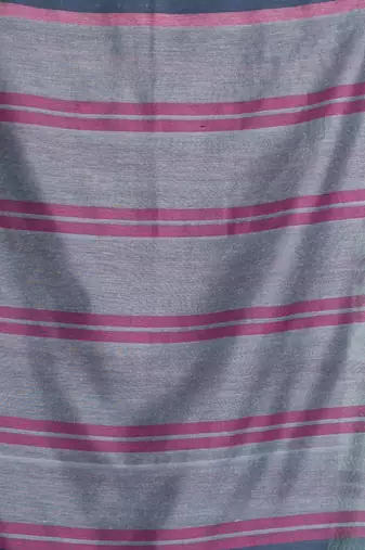 Dark grey patli pallu cotton saree with stripes design