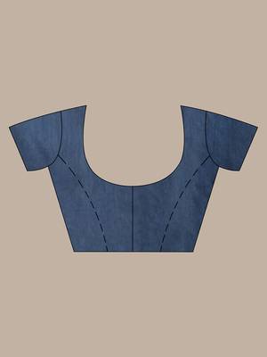 Dark grey patli pallu cotton saree with stripes design 5