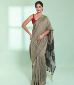 Ecru cotton saree with sequine work